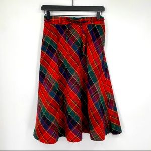 Holiday Christmas wool blend plaid skirt vintage retro estate sale find small